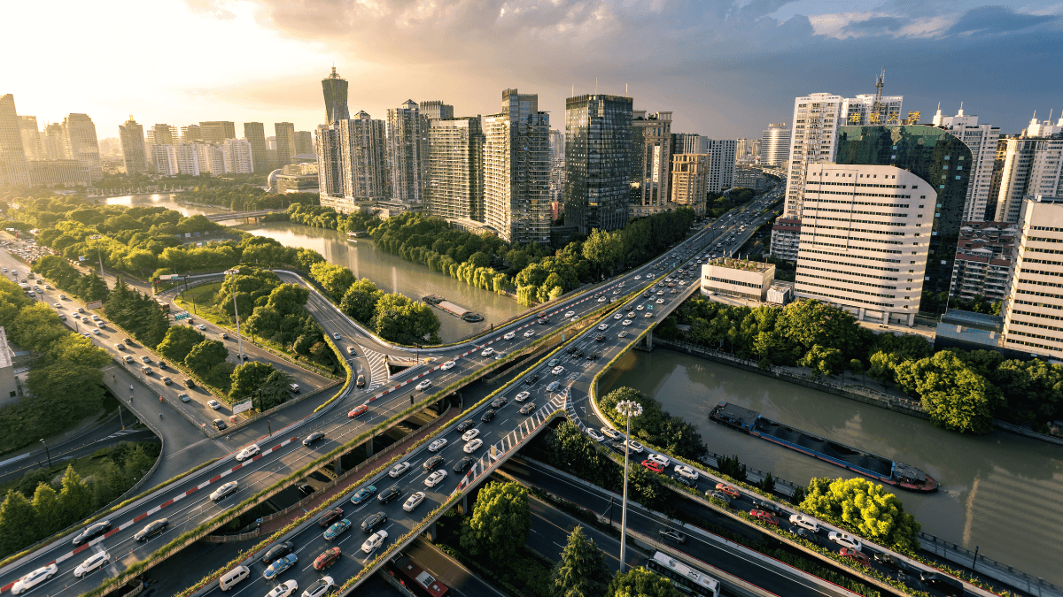 Prédios na cidade vistos de cima